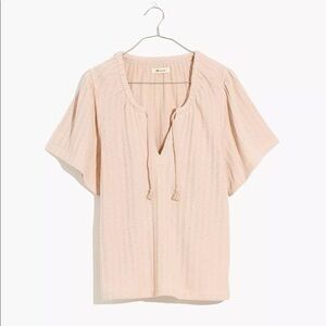 Madewell Pointelle Tie Neck Pink Tunic